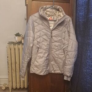 Columbia Woman's Size Med Silver Interchange Omni Heat Lightweight Puffer Jacket